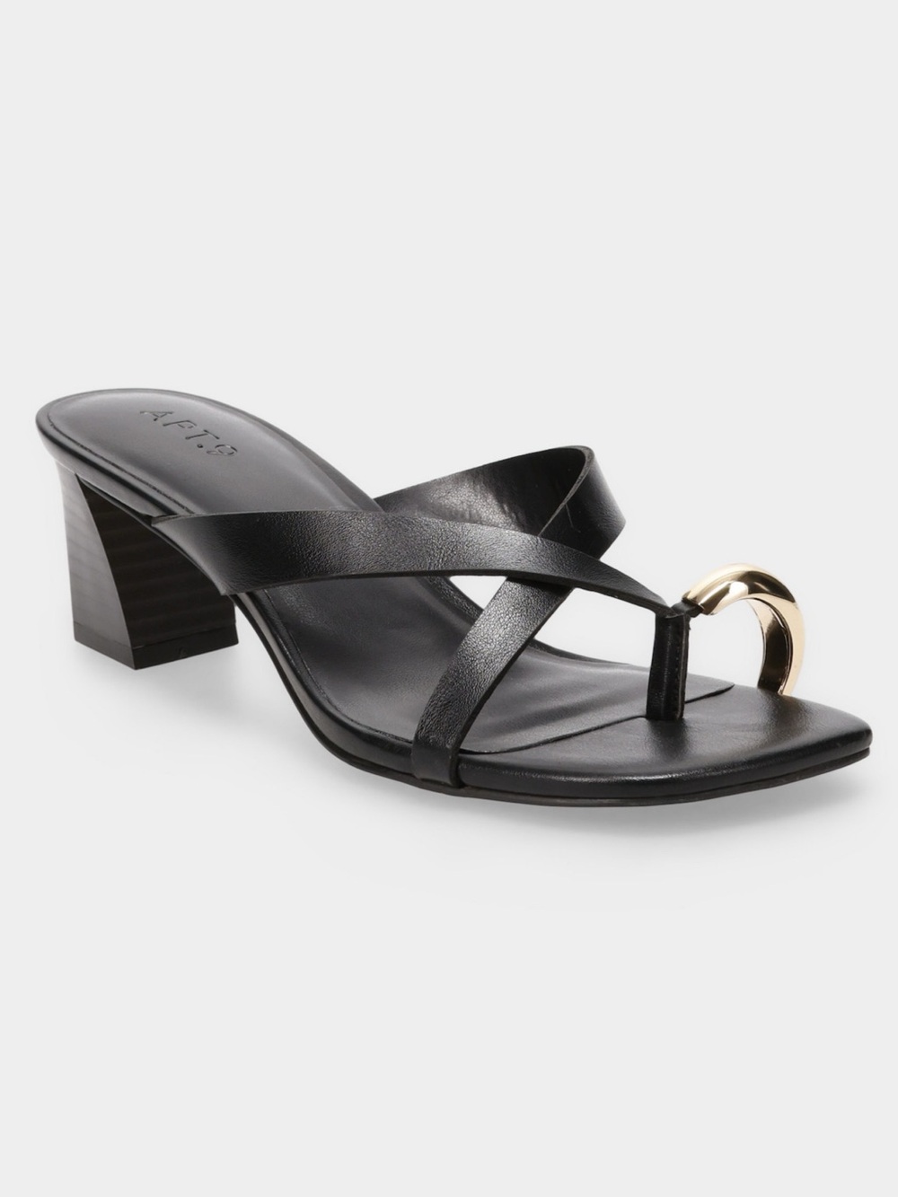APT 9 NWT Princie Open Toe Block Heel Sandals Black Gold Women’s 9 Faux Leather